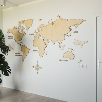 Mapa świata 3D na ścianę Samolot