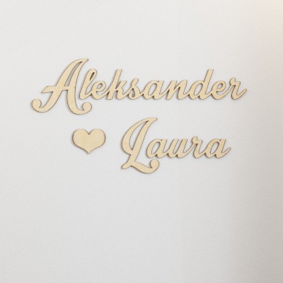 Imiona 3D na ścianę na zamówienie (niepołączone)