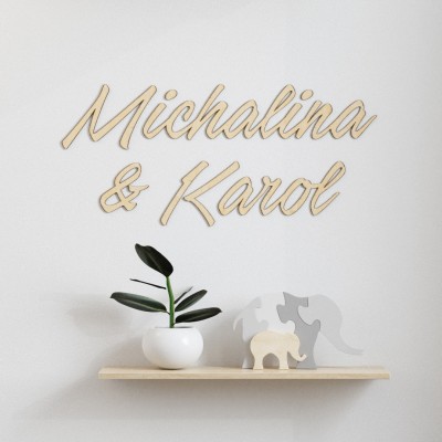 Imiona 3D na ścianę na zamówienie (niepołączone)