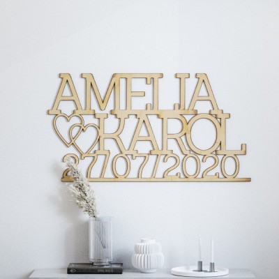 Imiona 3D na ścianę na zamówienie (połączone)