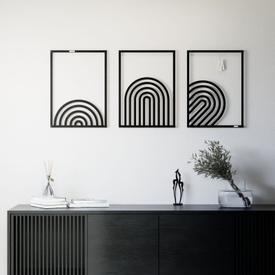 Tryptyk ażurowy dekoracyjne panele geometryczne półkola