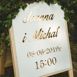 Złote lustrzane napisy na tablicę i szyld