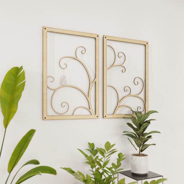 Panel ażurowy 3d Dyptyk Zawijasy 3000927 ze sklejki brzozowej