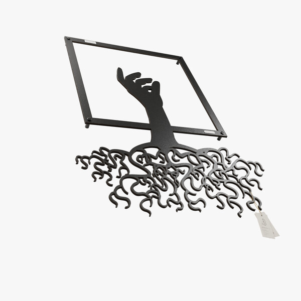 dekoracja na ścianę Panel ażurowy 3d Ręka 3000928 czarna hdf