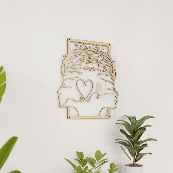 Panel ażurowy 3d głowy i serce 3000934 ze sklejki brzozowej