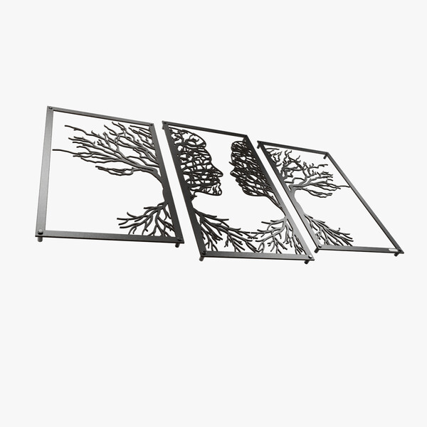 dekoracja na ścianę Tryptyk drzewo zakochani 3000942 czarna hdf