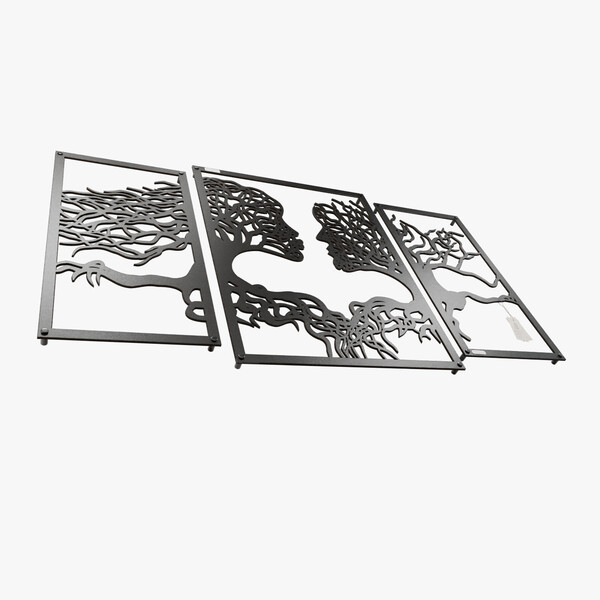 dekoracja na ścianę Tryptyk drzewa i zakochani 3000943 czarna hdf