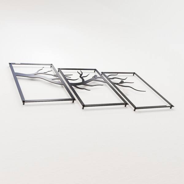 3000944 pięknie wycięte laserem Panele ażurowe 3d tryptyk drzewo  z czarnej płyty