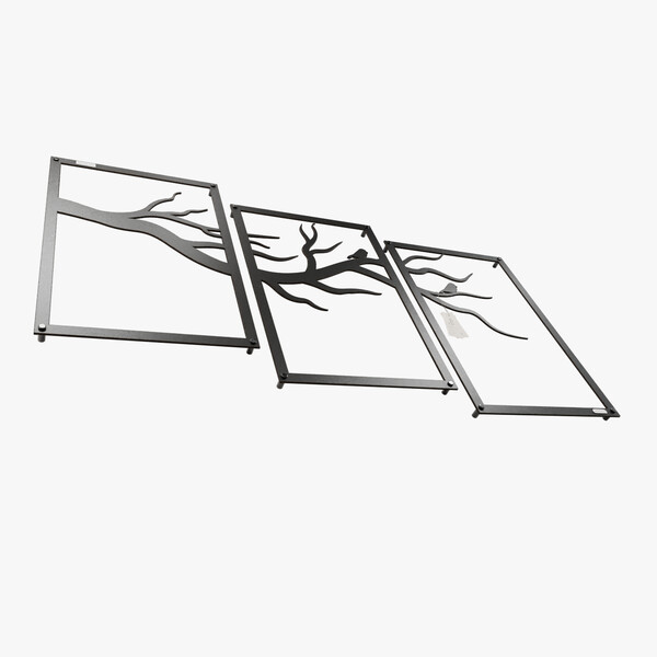 dekoracja na ścianę Panele ażurowe 3d tryptyk drzewo 3000944 czarna hdf