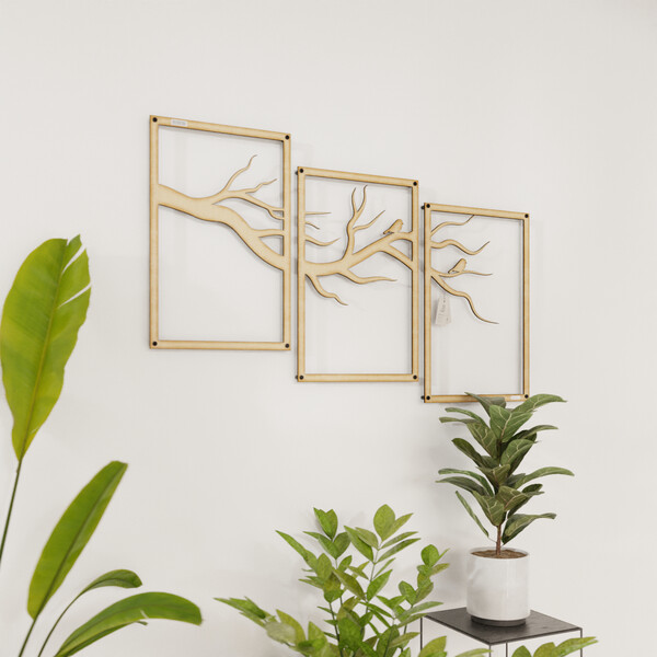 Panele ażurowe 3d tryptyk drzewo 3000944 ze sklejki brzozowej