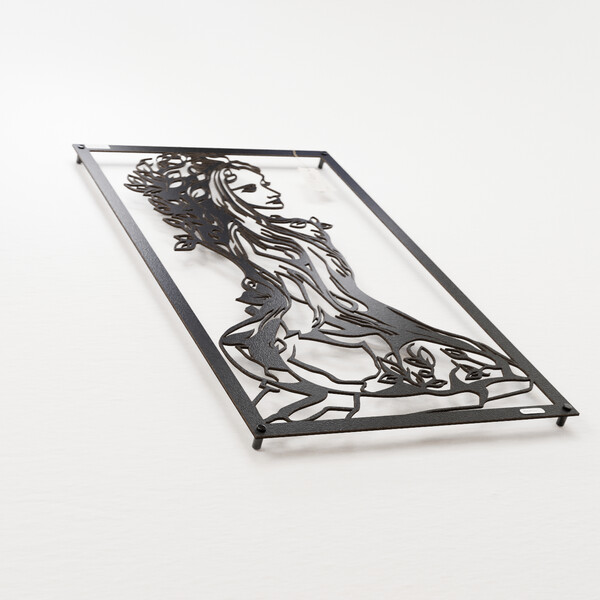 3000947 pięknie wycięte laserem Panel ażurowy 3d kobieta  z czarnej płyty