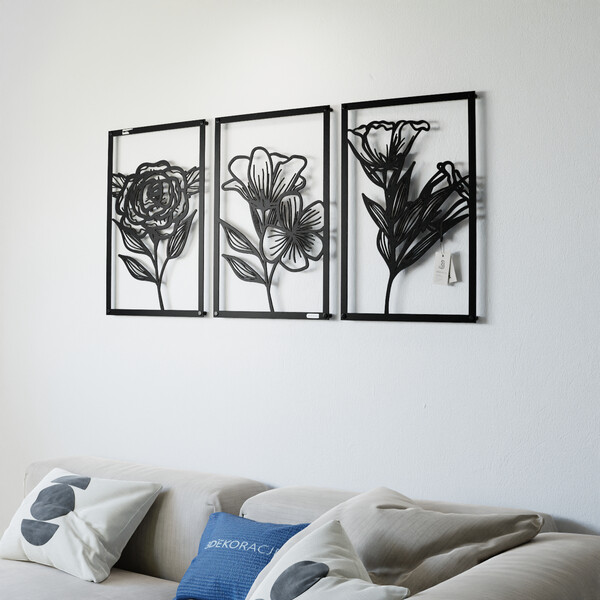 3000954 pięknie wycięte laserem Tryptyk z kwiatami trzy panele ścienne  zdjęcie 3