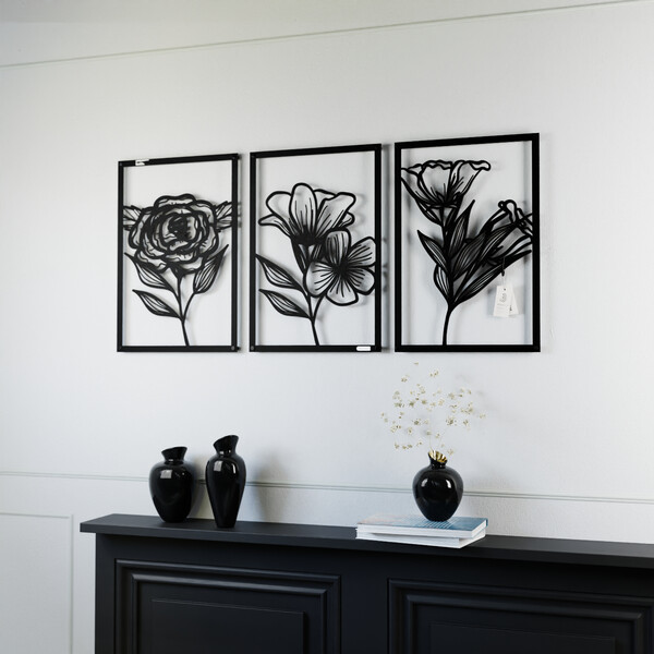 Tryptyk z kwiatami trzy panele ścienne 3000954 zdjęcie 7