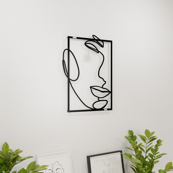 3000994 pięknie wycięte laserem Panel dekoracyjny kobieta  na białej ścianie z czarnej płyty