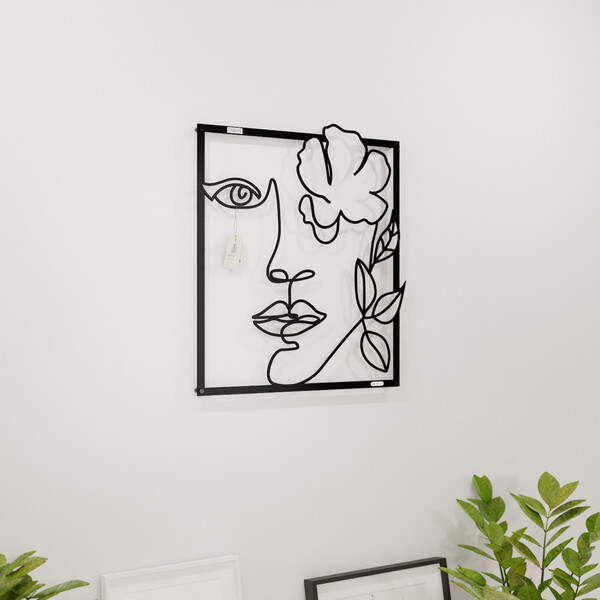 3000999 pięknie wycięte laserem Panel dekoracyjny kobieta  na białej ścianie z czarnej płyty
