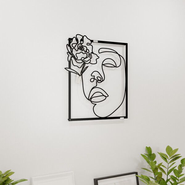 3001000 pięknie wycięte laserem Panel dekoracyjny kobieta  na białej ścianie z czarnej płyty