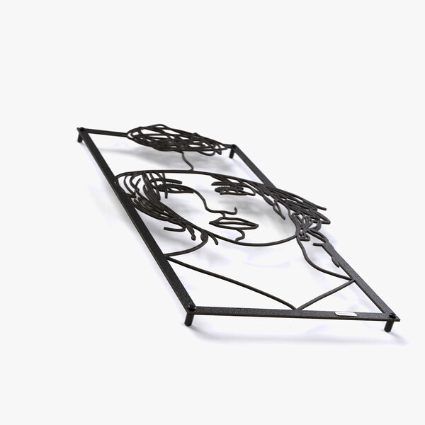 Panel dekoracyjny zamyślona kobieta 3001014 z czarnej matowej płyty