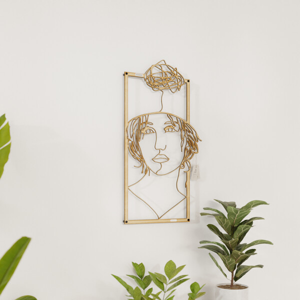 Panel dekoracyjny zamyślona kobieta 3001014 ze sklejki brzozowej