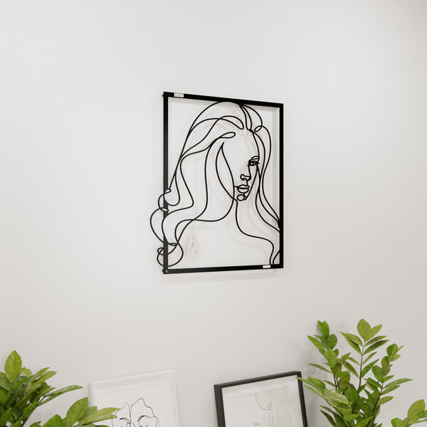 3001015 pięknie wycięte laserem Panel dekoracyjny kobieta  na białej ścianie z czarnej płyty