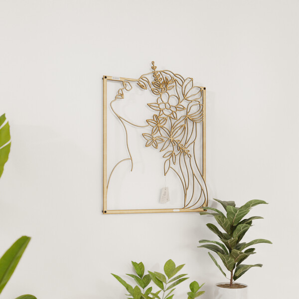 Panel dekoracyjny kobieta z kwiatami 3001016 ze sklejki brzozowej