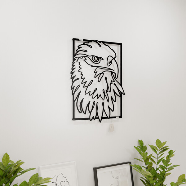 3001059 pięknie wycięte laserem Panel dekoracyjny orzeł  na białej ścianie z czarnej płyty
