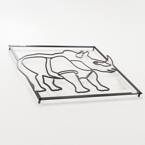 3001065 pięknie wycięte laserem Panel dekoracyjny nosorożec  z czarnej płyty