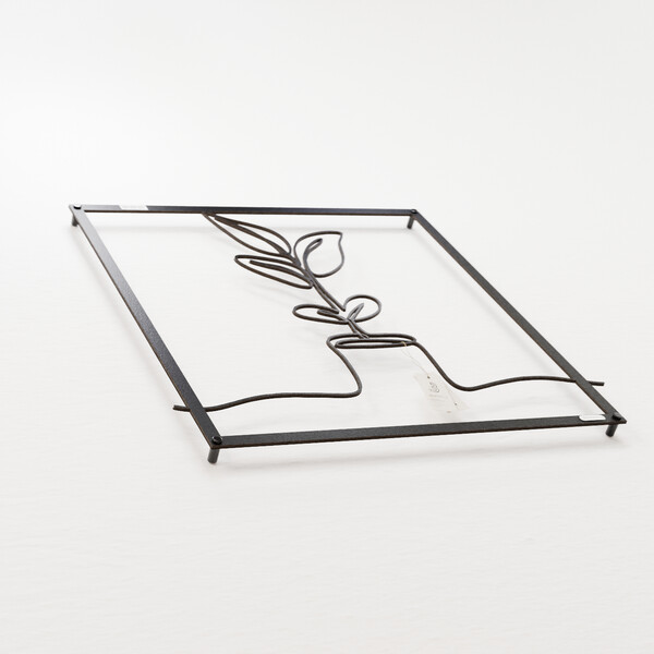 3001070 pięknie wycięte laserem Panel dekoracyjny kwiat w donicy  z czarnej płyty