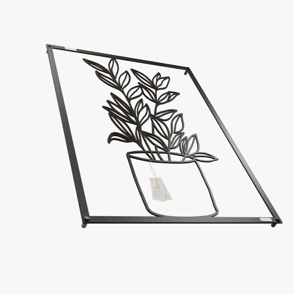 dekoracja na ścianę Panel dekoracyjny roślinka 3001074 czarna hdf