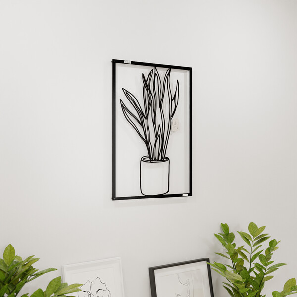 3001076 pięknie wycięte laserem Panel dekoracyjny wężownica  na białej ścianie z czarnej płyty