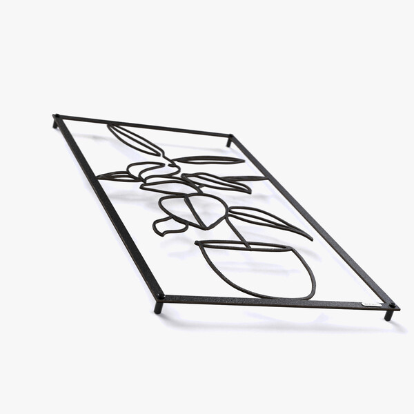 Panel dekoracyjny kwiat w donicy 3001077 z czarnej matowej płyty