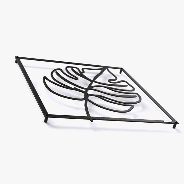 Panel dekoracyjny monstera 3001089 z czarnej matowej płyty