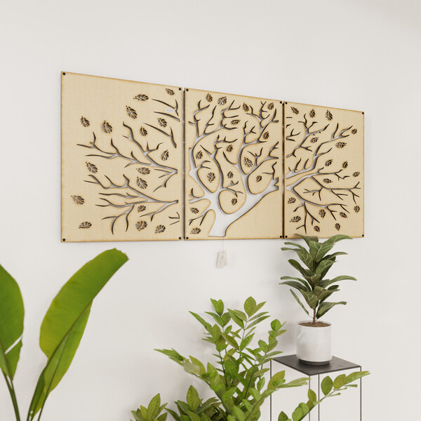 Tryptyk panele dekoracyjne drzewo 3001127 ze sklejki brzozowej