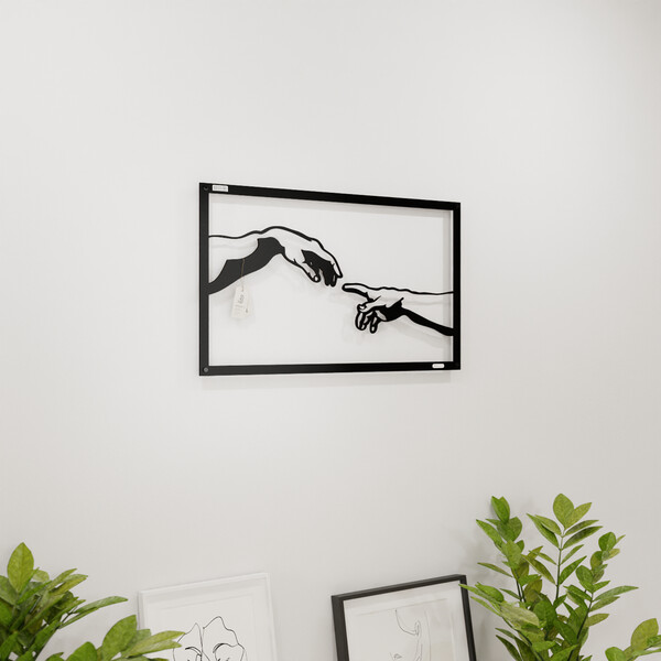 3001150 pięknie wycięte laserem Panel dekoracyjny dłonie  na białej ścianie z czarnej płyty