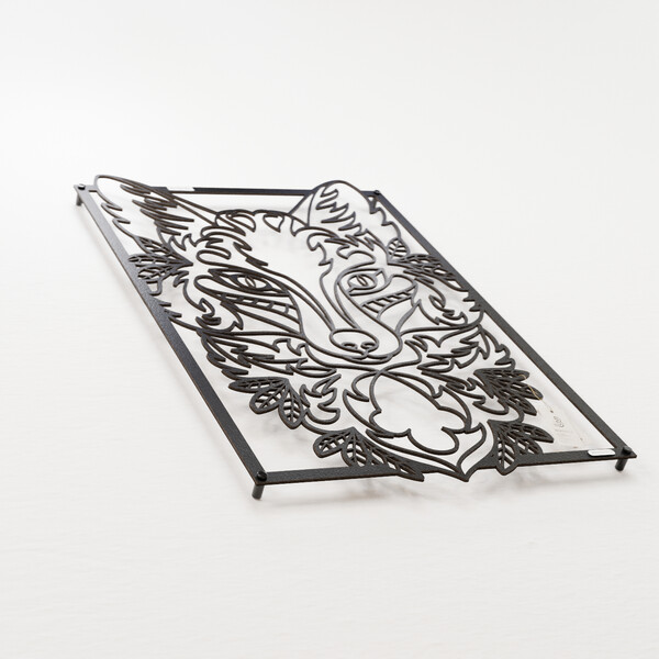 3001154 pięknie wycięte laserem Panel ażurowy lis  z czarnej płyty