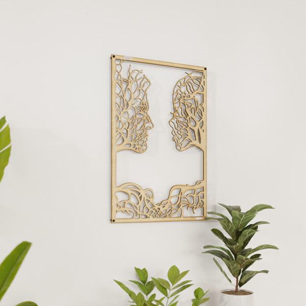 Panel dekoracyjny dwie głowy 3001164 ze sklejki brzozowej