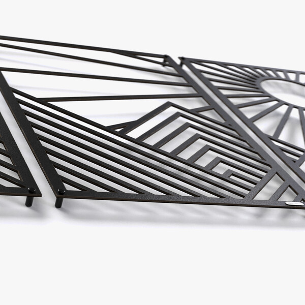 Tryptyk ażurowy zachód słońca 3001165 z czarnej matowej płyty