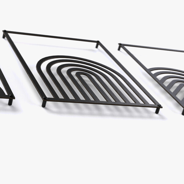 Tryptyk ażurowy geometryczne półkola 3001211 z czarnej matowej płyty