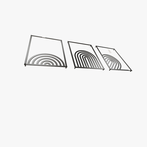 dekoracja na ścianę Tryptyk ażurowy geometryczne półkola 3001211 czarna hdf