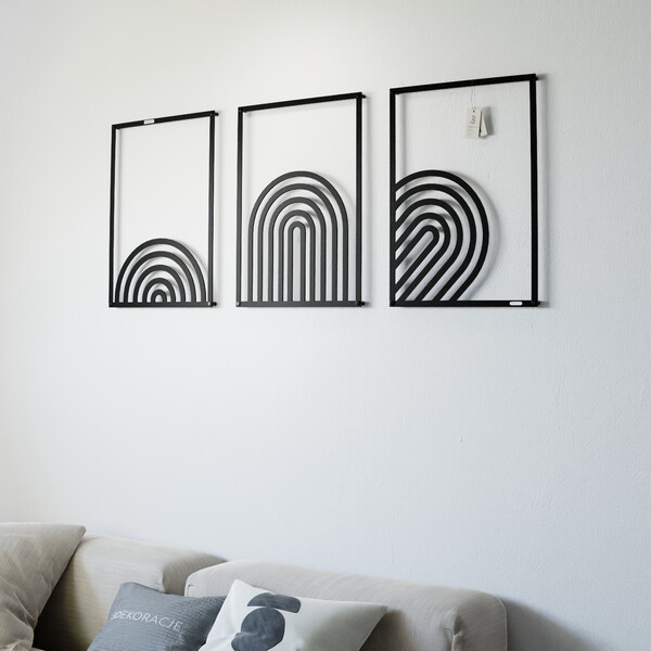 3001211 pięknie wycięte laserem Tryptyk ażurowy geometryczne półkola  zdjęcie 3