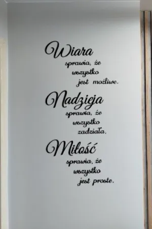 Napis Wiara, Nadzieja, Miłość wykonany ze sklejki, elegancka dekoracja ściany